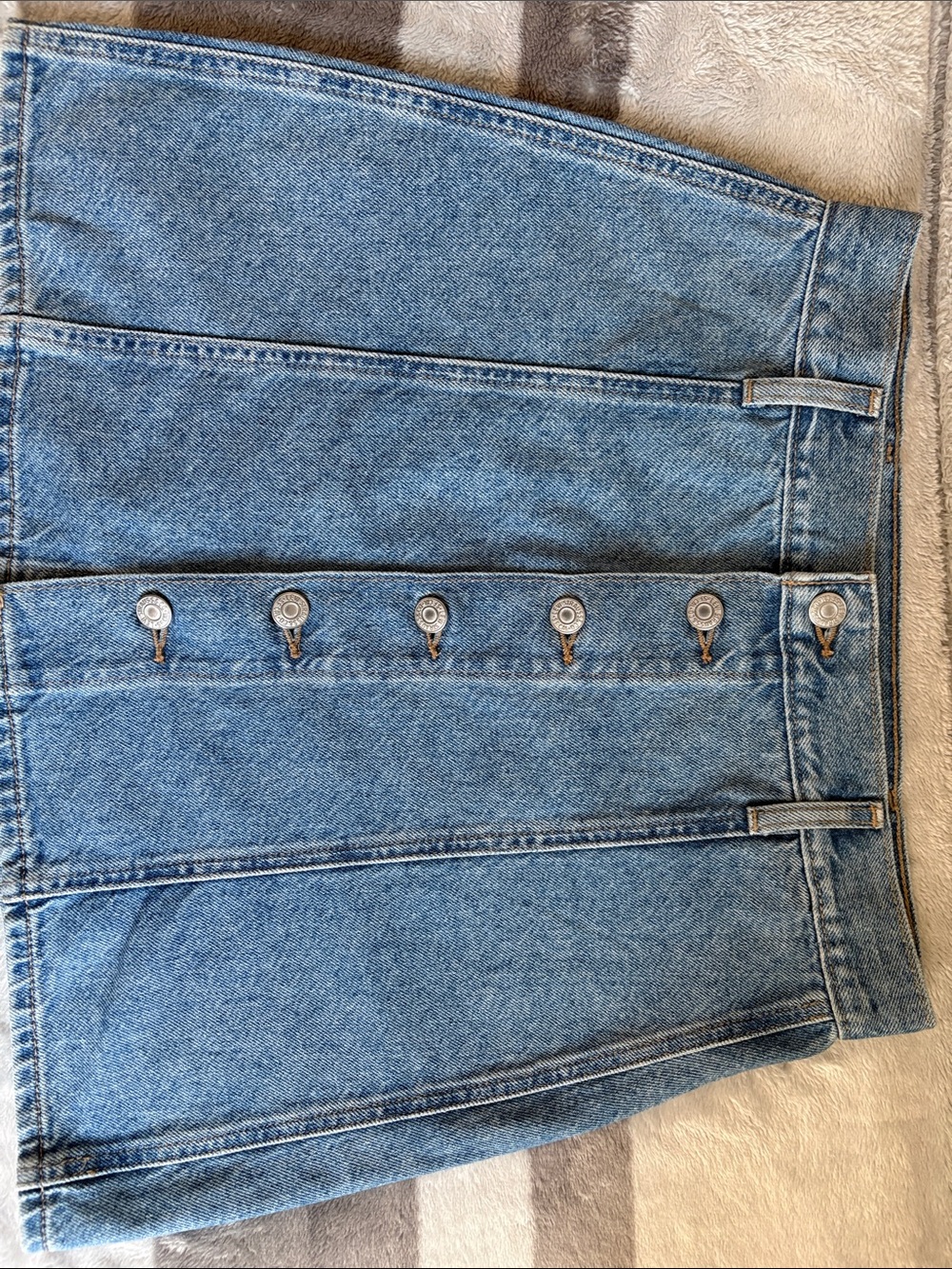 Light Blue Denim Mini Skirt with Front Button Detail